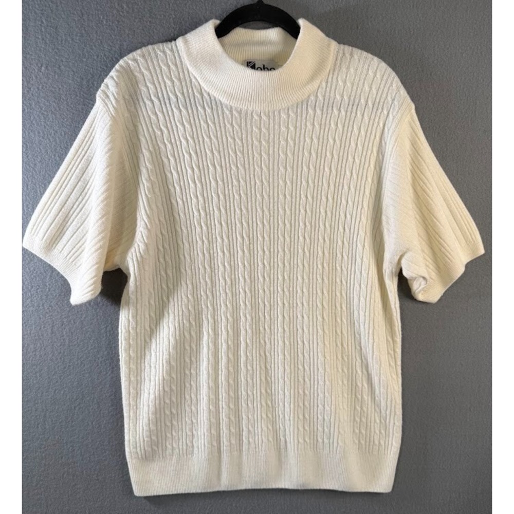 Crystal Kobe Sweater Women Size 2X White Short Sleeve High Neck Knit Casual - Picture 1 of 16